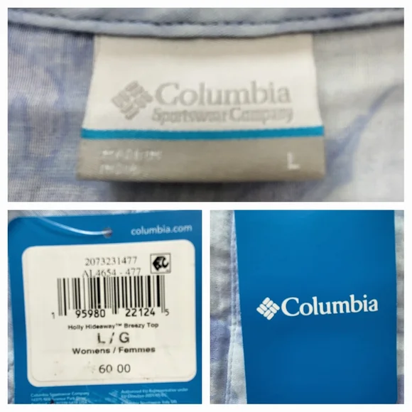 COLUMBIA Holly Hideaway Breezy Short Sleeve Top - Size L - Light Blue (NWT) - Picture 12 of 14